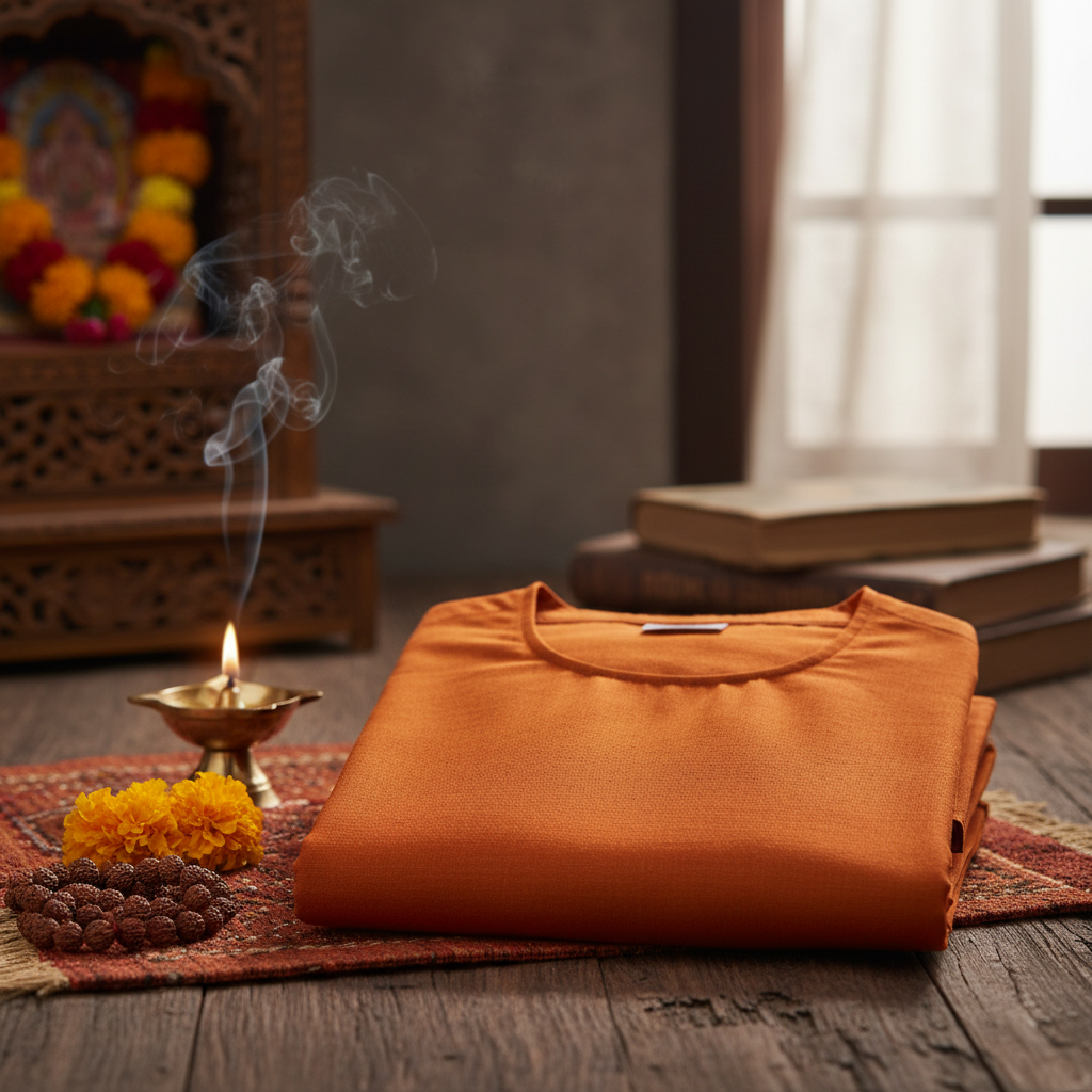 Men's Cotton Kurta Saffron